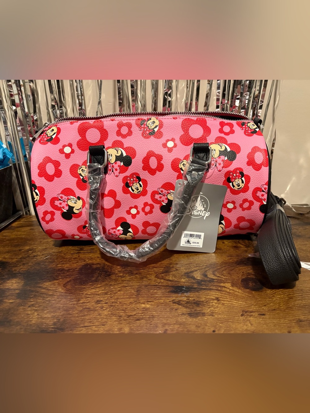 Disney Parks Minnie Mouse Red and Pink Floral Satchel